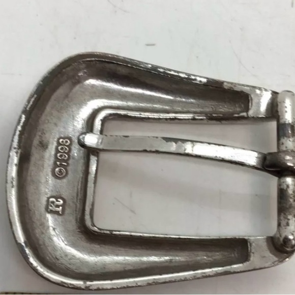 Engraved Silver Belt Buckle 1998 Western Belt Buckle Stamped R Silver Plate vtge - Picture 5 of 5